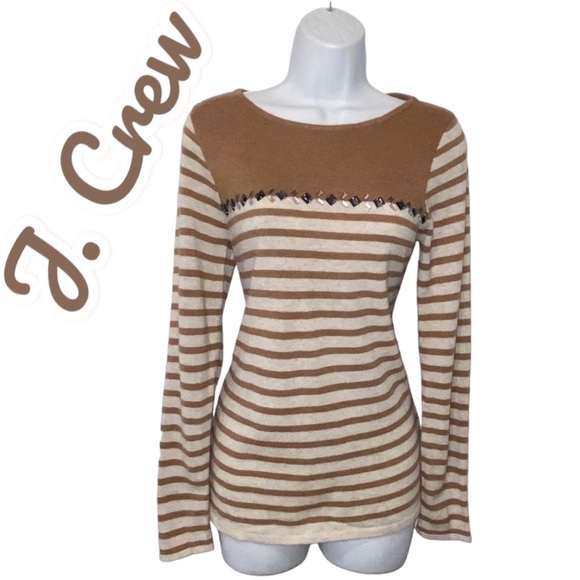 J. CREW Merino Wool Blend Brown Jewels Striped Lightweight Sweater Women’s Small - Picture 12 of 12